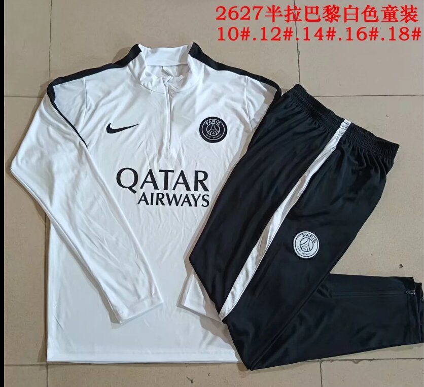 Kids Paris St Germain 26/27 Tracksuit - White/Black